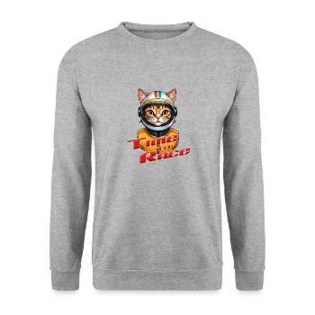 Time for a race - Speedy Cat Racer Time to - Unisex Sweatshirt - salt & pepper - Front - Alina (178cm) & Michal (187cm)