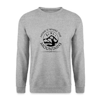 La maison, c’est là où se trouvent les montagnes - Sweat-shirt Unisexe - gris chiné - Devant - Alina (178cm) & Michal (187cm)