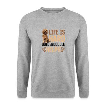 Dog Breed Life is Hard Goldendoodles Help - Unisex Sweatshirt - salt & pepper - Front - Alina (178cm) & Michal (187cm)