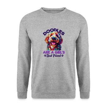 Goldendoodle Dog Breed Doodles Are A Girl's Best - Unisex Pullover - Weißgrau meliert - Vorne - Alina (178cm) & Michal (187cm)