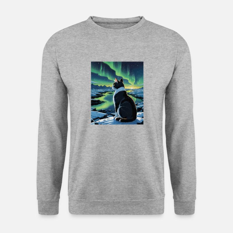 Aurora Feline Watcher - Unisex Pullover - Weißgrau meliert