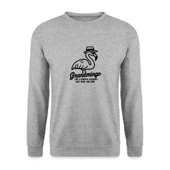 Grandmingo - Mamie aux vibrations et style flamant rose - Sweat-shirt Unisexe - gris chiné - Devant - Alina (178cm) & Michal (187cm)