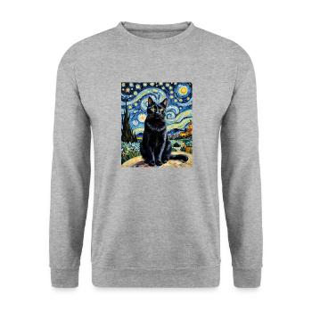 Feline Elegance at Night Feline Elegance - Unisex Sweatshirt - salt & pepper - Front - Alina (178cm) & Michal (187cm)