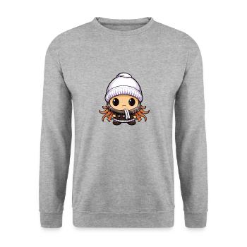 Octopus Hiver Animal Bébé Bande Dessinée - Sweat-shirt Unisexe - gris chiné - Devant - Alina (178cm) & Michal (187cm)