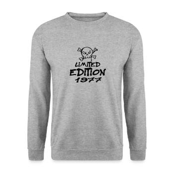 Limited Edition 1977 Geburtstag 1977 Geboren - Unisex Pullover - Weißgrau meliert - Vorne - Alina (178cm) & Michal (187cm)