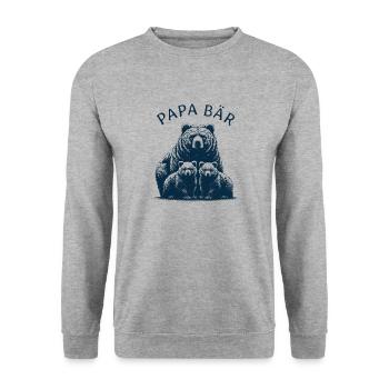 Bär Shirt Vatertag für Papa - Unisex Pullover - Weißgrau meliert - Vorne - Alina (178cm) & Michal (187cm)
