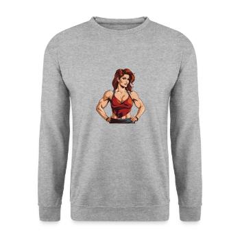 Woman Muscles Workout Gym - Unisex Sweatshirt - salt & pepper - Front - Alina (178cm) & Michal (187cm)