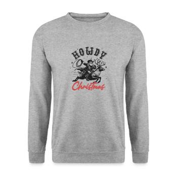 Howdy Christmas - Santa rides reindeer - Unisex Sweatshirt - salt & pepper - Front - Alina (178cm) & Michal (187cm)