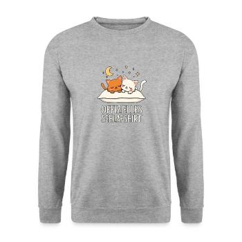 Chemise de nuit officielle chats chat couple - Sweat-shirt Unisexe - gris chiné - Devant - Alina (178cm) & Michal (187cm)