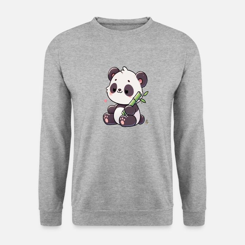 Panda - Unisex Pullover - Weißgrau meliert