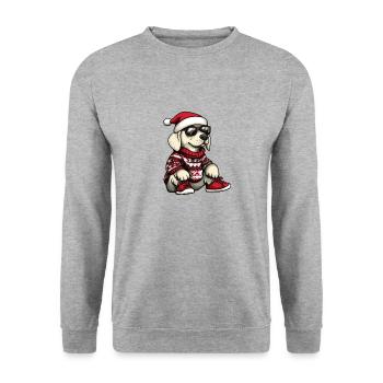 Labrador Chien Noël Noël - Sweat-shirt Unisexe - gris chiné - Devant - Alina (178cm) & Michal (187cm)