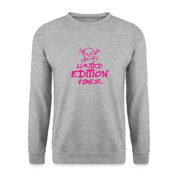 Edition Limitée 1962 Anniversaire Né 1962 - Sweat-shirt Unisexe - gris chiné - Devant - Alina (178cm) & Michal (187cm)