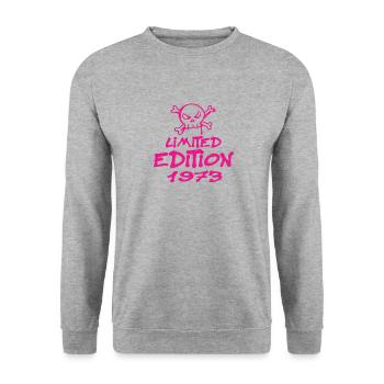 Edition Limitée 1973 Anniversaire Né 1973 - Sweat-shirt Unisexe - gris chiné - Devant - Alina (178cm) & Michal (187cm)