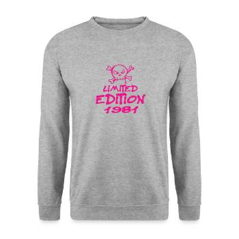 Limited Edition 1981 Geburtstag 1981 Geboren - Unisex Pullover - Weißgrau meliert - Vorne - Alina (178cm) & Michal (187cm)