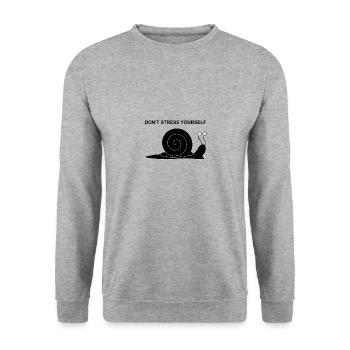 Ne vous stressez pas Escargot - Sweat-shirt Unisexe - gris chiné - Devant - Alina (178cm) & Michal (187cm)