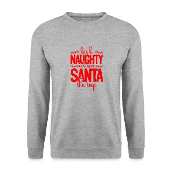 Naughty Santa Quotes - Unisex Pullover - Weißgrau meliert - Vorne - Alina (178cm) & Michal (187cm)