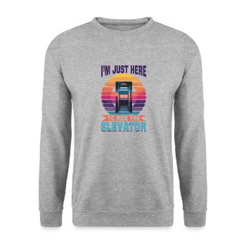 Ascenseur bambin et enfants Je suis juste ici pour monter le - Sweat-shirt Unisexe - gris chiné - Devant - Alina (178cm) & Michal (187cm)