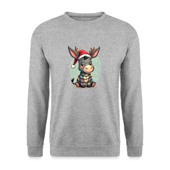 Esel Elfe Weihnachten - Unisex Pullover - Weißgrau meliert - Vorne - Alina (178cm) & Michal (187cm)