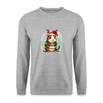 Weihnachtsshirt Meersch Weihnachtslichter Geschenk - Unisex Pullover - Weißgrau meliert - Vorne - Alina (178cm) & Michal (187cm)