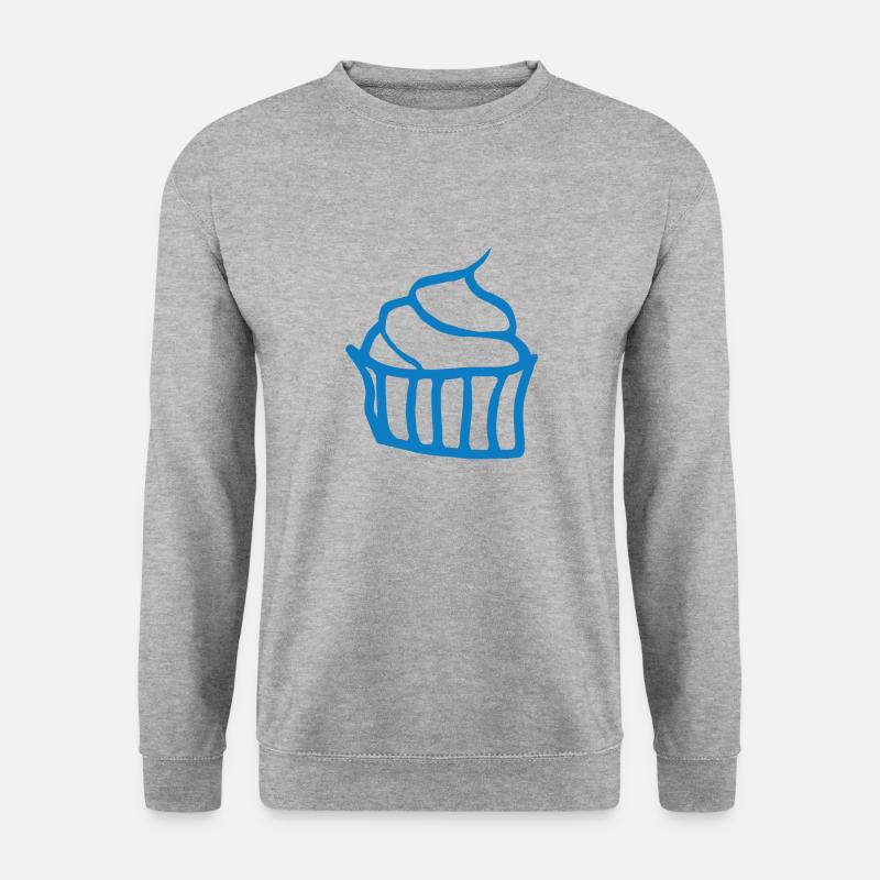 Gemalter Cupcake blau - Unisex Pullover - Weißgrau meliert