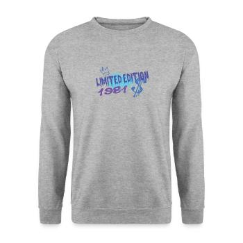 Limited Edition 1981 Geburtstag 1981 Geboren - Unisex Pullover - Weißgrau meliert - Vorne - Alina (178cm) & Michal (187cm)