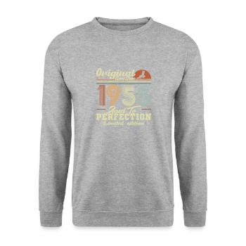 Original 1955 Vintage Retro Jubiläumsgeschenk - Unisex Pullover - Weißgrau meliert - Vorne - Alina (178cm) & Michal (187cm)