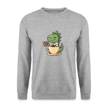 Tea Rex TRex Lederhose - Unisex Pullover - Weißgrau meliert - Vorne - Alina (178cm) & Michal (187cm)