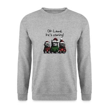 Oh Lawd, he's coming - Chonky Cats - Unisex Sweatshirt - salt & pepper - Front - Alina (178cm) & Michal (187cm)