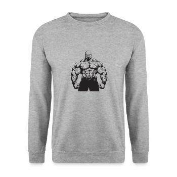 Bodybuilder Muscles Workout Gym - Unisex Sweatshirt - salt & pepper - Front - Alina (178cm) & Michal (187cm)