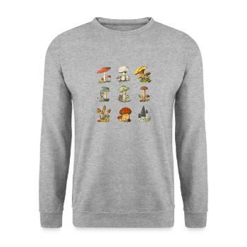 Colorful Mushroom Illustrations Colorful Mushroom - Unisex Sweatshirt - salt & pepper - Front - Alina (178cm) & Michal (187cm)