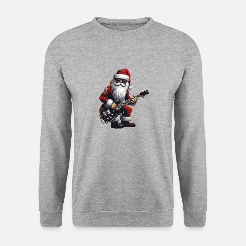 Weihnachtsmann Gitarre Santa - Unisex Pullover - Weißgrau meliert