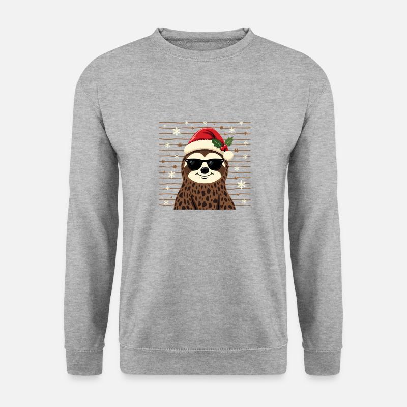 Faultier Frohe Weihnachten - Unisex Pullover - Weißgrau meliert