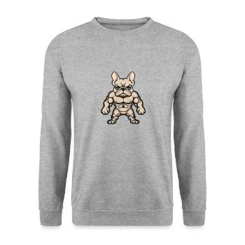 hund comic - Unisex Pullover - Weißgrau meliert - Vorne - Alina (178cm) & Michal (187cm)