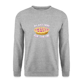 Ich Bin Nur Wegen Des Kuchens Hier - Unisex Pullover - Weißgrau meliert - Vorne - Alina (178cm) & Michal (187cm)