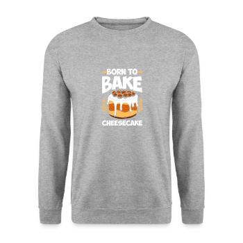 Born To Bake Cheesecake for all cake and - Unisex Sweatshirt - salt & pepper - Front - Alina (178cm) & Michal (187cm)