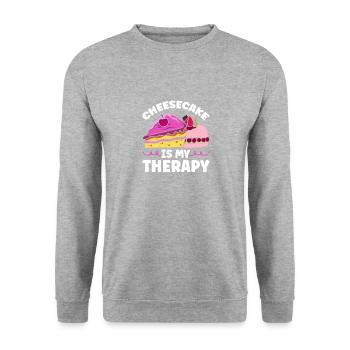 Cheesecake is my therapy for all cake and - Unisex Sweatshirt - salt & pepper - Front - Alina (178cm) & Michal (187cm)