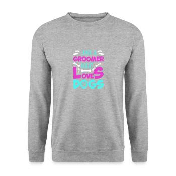 Nur Ein Groomer, Der Hunde Liebt - Unisex Pullover - Weißgrau meliert - Vorne - Alina (178cm) & Michal (187cm)