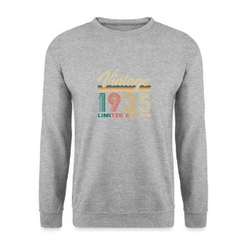 Original 1935 Vintage Retro Anniversary Gift - Unisex Sweatshirt - salt & pepper - Front - Alina (178cm) & Michal (187cm)