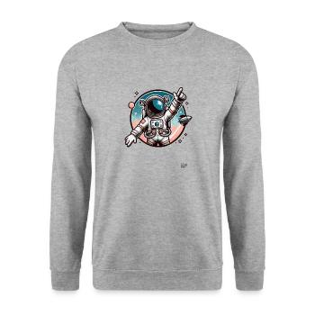 Un astronaute pointe vers la galaxie - Sweat-shirt Unisexe - gris chiné - Devant - Alina (178cm) & Michal (187cm)