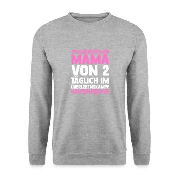 Mama Von 2 Kindern - Unisex Pullover - Weißgrau meliert - Vorne - Alina (178cm) & Michal (187cm)