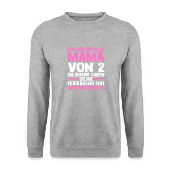 Mama Von 2 Kindern - Unisex Pullover - Weißgrau meliert - Vorne - Alina (178cm) & Michal (187cm)