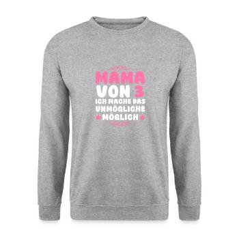 Mama Von 3 Kindern - Unisex Pullover - Weißgrau meliert - Vorne - Alina (178cm) & Michal (187cm)