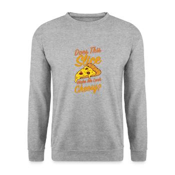 Drôle de dicton de pizza - Sweat-shirt Unisexe - gris chiné - Devant - Alina (178cm) & Michal (187cm)
