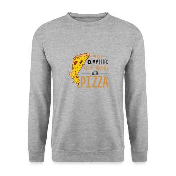 Drôle de dicton de pizza - Sweat-shirt Unisexe - gris chiné - Devant - Alina (178cm) & Michal (187cm)