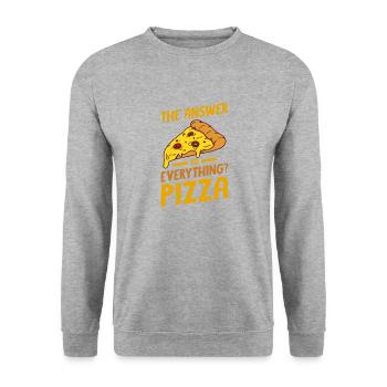 Drôle de dicton de pizza - Sweat-shirt Unisexe - gris chiné - Devant - Alina (178cm) & Michal (187cm)