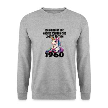 Edition Limitée 1960 Anniversaire 1960 Naissance - Sweat-shirt Unisexe - gris chiné - Devant - Alina (178cm) & Michal (187cm)