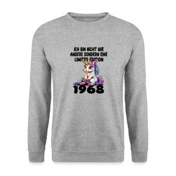 Edition Limitée 1968 Anniversaire Né 1968 - Sweat-shirt Unisexe - gris chiné - Devant - Alina (178cm) & Michal (187cm)