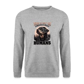 Funny Rottweiler Lover Dog Owner - Unisex Sweatshirt - salt & pepper - Front - Alina (178cm) & Michal (187cm)