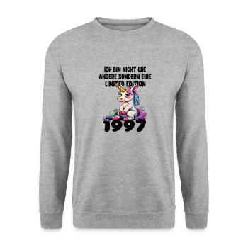 Limited Edition 1997 Geburtstag 1997 Geboren - Unisex Pullover - Weißgrau meliert - Vorne - Alina (178cm) & Michal (187cm)
