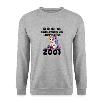 Limited Edition 2001 Geburtstag 2001 Geboren - Unisex Pullover - Weißgrau meliert - Vorne - Alina (178cm) & Michal (187cm)